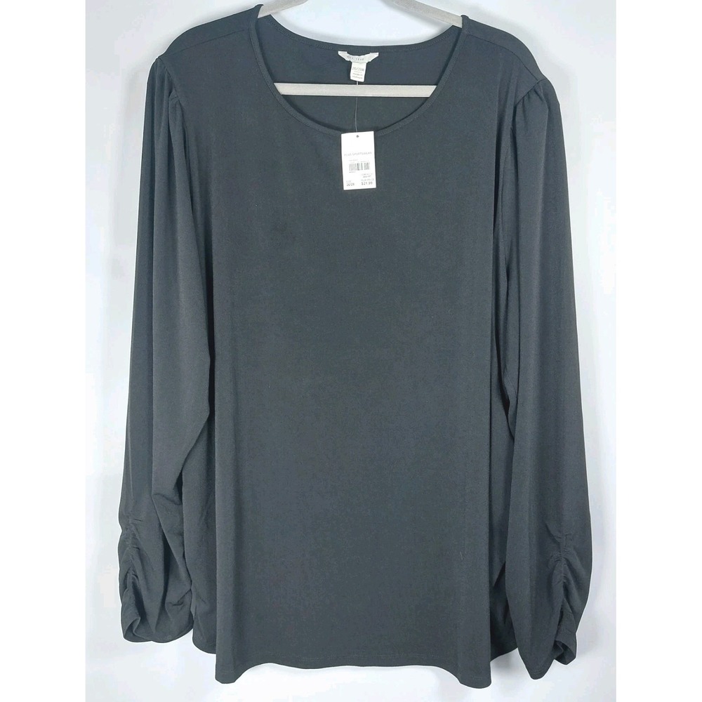 C Est 1946 Womens Size 26/28W Scoop Neck Long Sleeve Tunic Black Pullover New